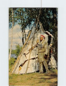 Postcard American Indian Chief And Tepee
