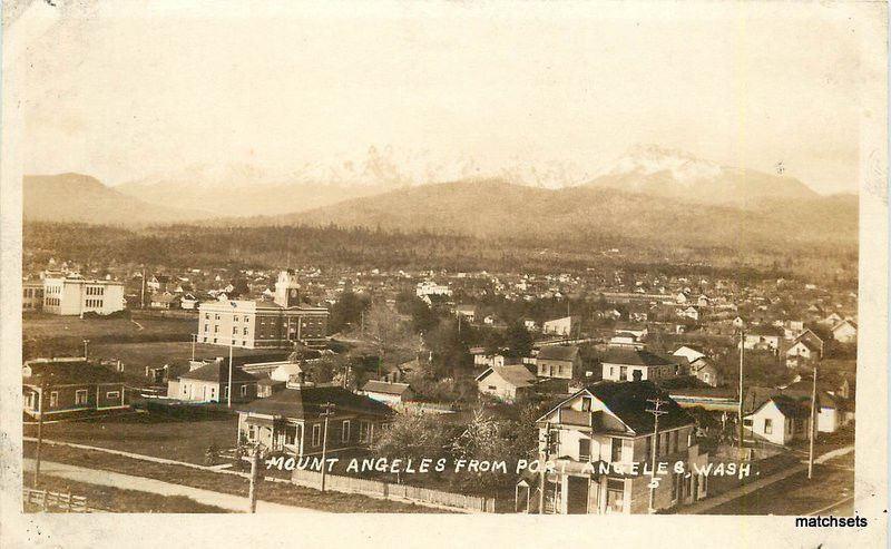 1920s Mount Angeles Port Angeles Washington Birdseye RPPC Real Photo 2075