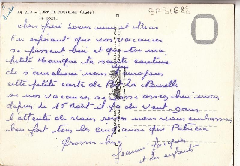 BF31688 port la nouvelle aude le port ship  france front/back image