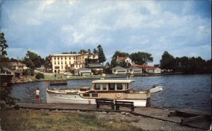 Thousand Islands Ontario Gananoque Harbour Speed Boat Vintage Postcard