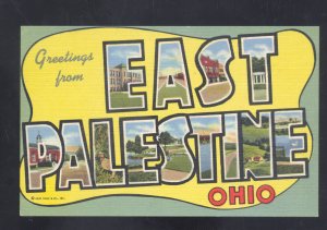 GREETINGS FROM EAST PALESTINE OHIO VINTAGE LARGE LETTER LINEN POSTCARD