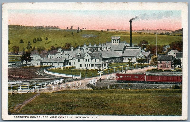 NORWICH NY BORDEN'S CONDENSED MILK COMPANY 1926 ANTIQUE POSTCARD