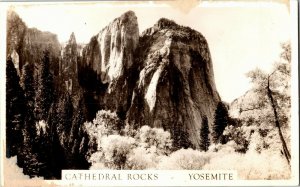 RPPC Cathedral Rocks at Yosemite National Park CA Vintage Postcard P29