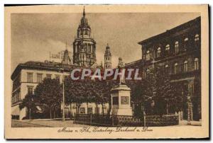 Old Postcard Mainz Rh Gutenberg Denkmal u Dom