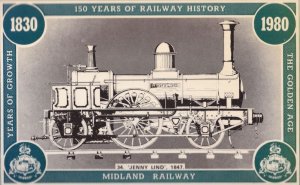 Jenny Lind 1847 Train Midland Railway Golden Age Rare Postcard