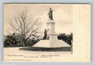 Providence RI-Rhode Island, Roger Williams Park, Statue, Vintage Postcard