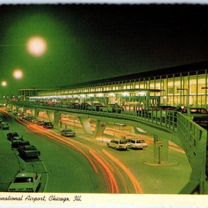 c1970s Chicago, IL Night O'Hare Airport Terminal Traffic Cars Exposure 4x6 M14