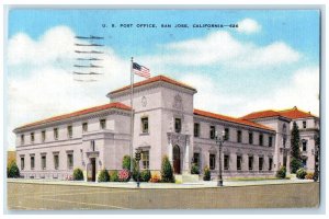 1948 US Post Office Building Road US Flag View San Jose California CA  Postcard