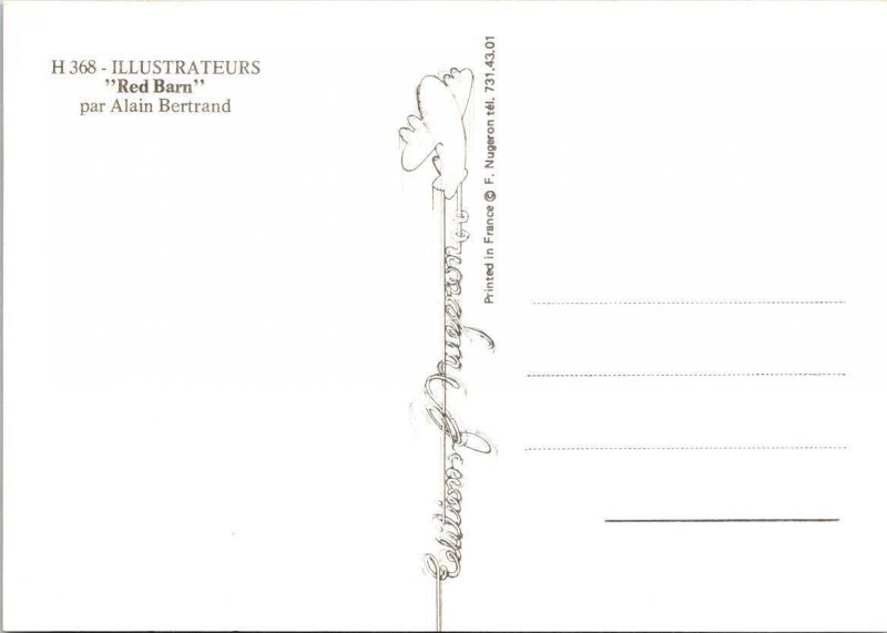 Alain Bertrand Illustration RED BARN HAMBURGERS Van~Carhop ROADSIDE 4X6 Postcard