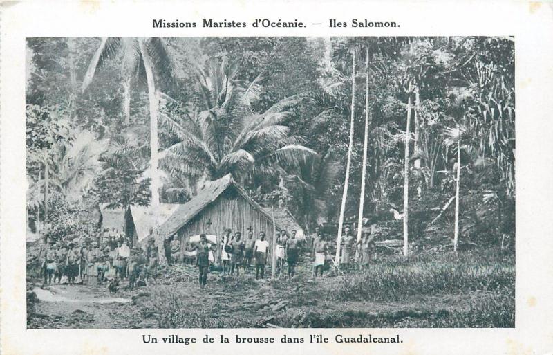 Solomon Islands Oceania Guadalcanal village natives Maristes Missions