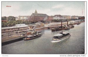 MAINZ, Rhineland-Palatinate, Germany, 1900-1910's; View Of Harbour, Ships