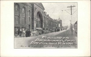 Boston MA Car Auto & Power Boat House 1907 Postcard