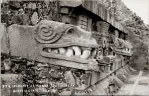 Serpiente de Piedra Teotihuacan Quetzalcoatl Mexico Unused RPPC Postcard F52