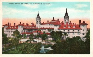 Vintage Postcard Hotel Ponce De Leon East Coast System Hostelry St. Augustine FL