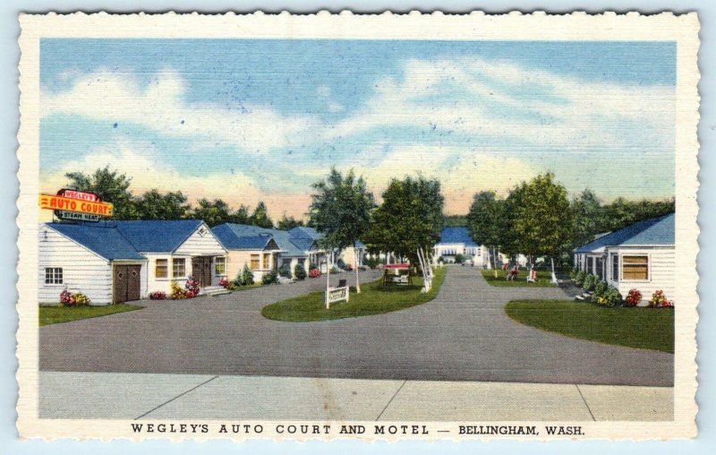 BELLINGHAM, WA Washington ~ WEGLEY'S AUTO COURT  c1950s Roadside  Postcard 