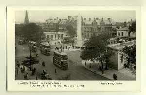 pp1425 - Southport - The Trams at The War Memorial - c1924 - Pamlin postcard