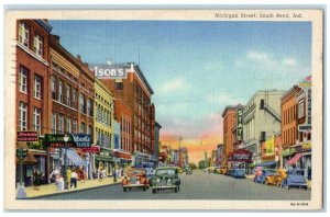 1948 Michigan Street South Bend Indiana IN Hosiery Dentist Bank Postcard