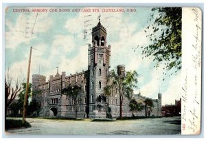 1912 Central Armory Cor. Bond Lake Sts. Exterior Cleveland Ohio Vintage Postcard