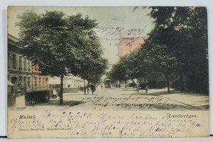 Sweden MALMO LUNDAVAGEN c1903 Hand Colored Street Scene Postcard I1