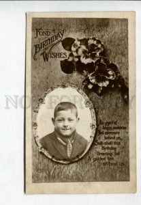 427259 BIRTHDAY Wishes Boy PANSY Vintage PHOTO Collage PC