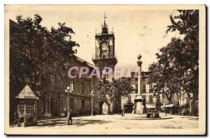 Old Postcard Aix en Provence B R and the City Hall Square