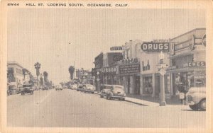 Oceanside California Hill Street Looking South Vintage Postcard AA18612