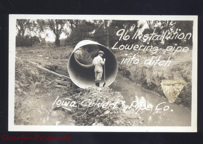 RPPC MASON CITY IOWA CULVERT & PIPE PLUMBING ADVERTISING REAL PHOTO POSTCARD