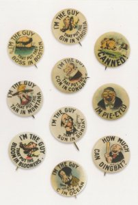 Rube Goldberg George Herriman USA Cartoon Badge Button Postcard