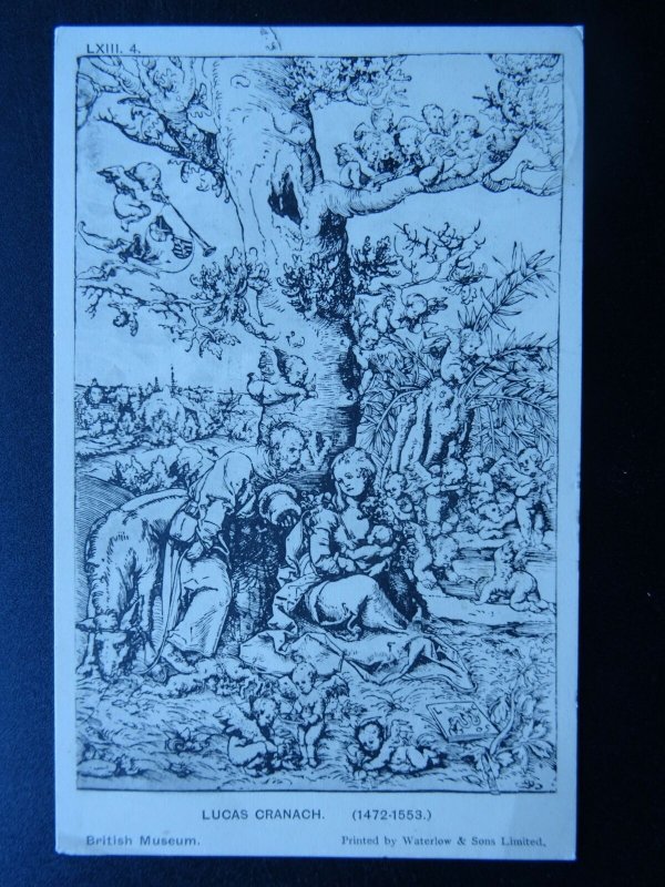 LUCAS CRANACH Rest on the Flight into Egypt c1930s Postcard by Waterlow & Sons