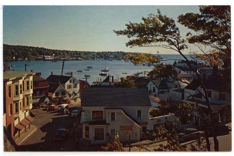 Boothbay Harbor, Maine, Early View of a Busy Commercial Street