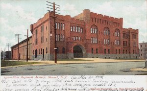 First Regiment Armory, Newark, New Jersey, 1908 Postcard, Used