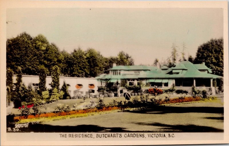 The Residence Butcharts Gardens Victoria BC Real Photo Postcard PC159