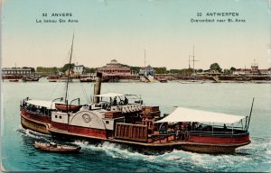 Steamship Anvers Le Bateau Ste Anne Antwerpen Brief Stempel Cancel Postcard H7