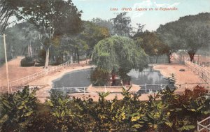 LAGUNA EN LA EXPOSICION LIMA PERU POSTCARD (c. 1910)