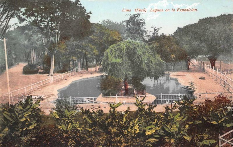 LAGUNA EN LA EXPOSICION LIMA PERU POSTCARD (c. 1910)