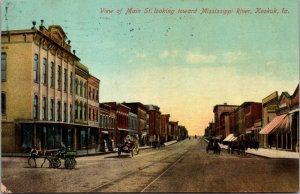 Postcard View of Main Street Looking Toward Mississippi River in Keokuk, Iowa