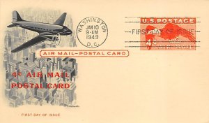 Four sent airmail postal card Airplane Unused 