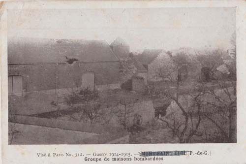 French House Houses Being Bombed Air Raids During WW1 Military Postcard