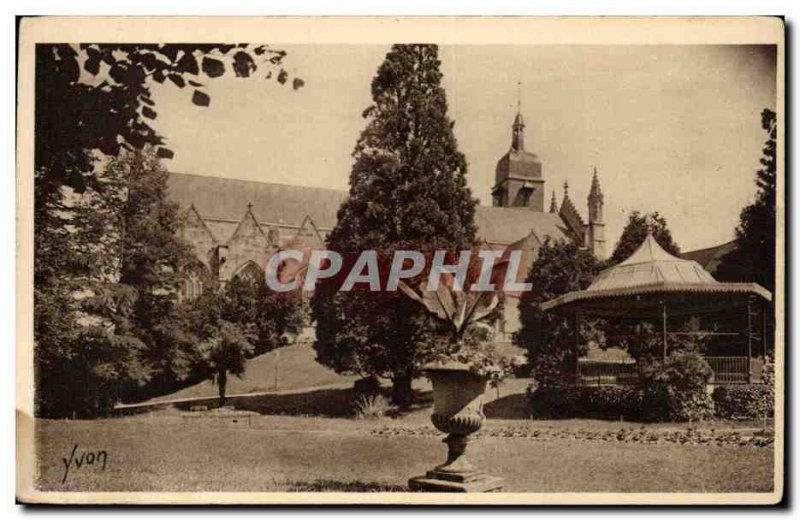 Old Postcard Brittany Fougeres The Public Garden Splendid View on the Chateau...