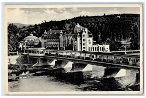 1938 The Bathes of Pistany Bridge Thermia Palace Hotel Slovakia Postcard