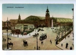 192069 GERMANY HAMBURG railway station TRAM Vintage postcard