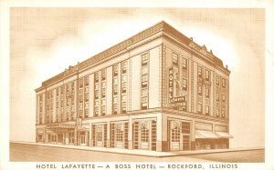 Rockford Illinois 1940s Postcard Hotel Lafayette