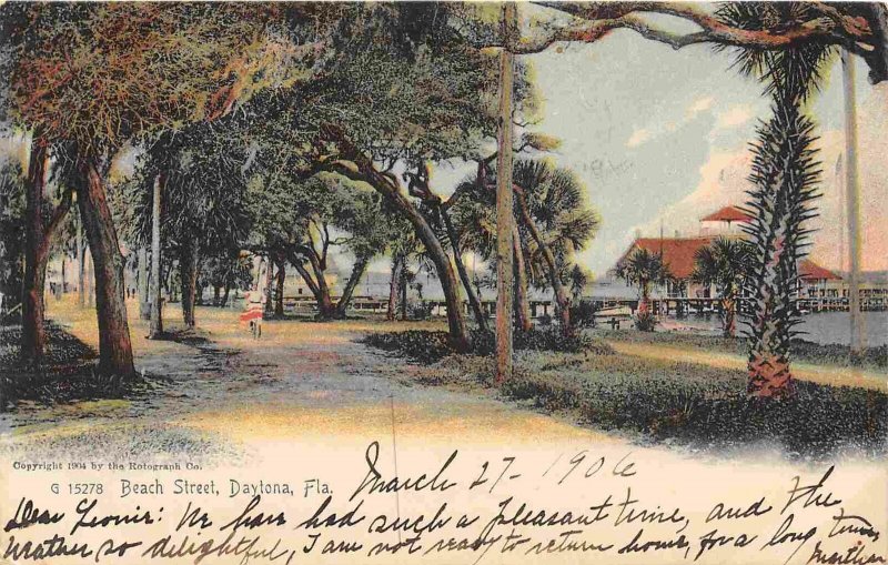 Beach Street Daytona Florida 1906 Rotograph postcard