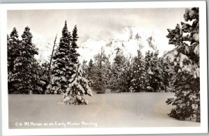 RPPC Mt. Moran on a Winter Morning Grand Tetons WY Vintage Postcard C62