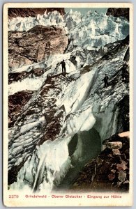 Vtg Switzerland Grindelwald Oberer Glacier Entrance to Cave 1907 View Postcard