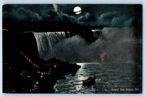 New York NY Postcard General View of Niagara Falls Moonlight Scene 1908