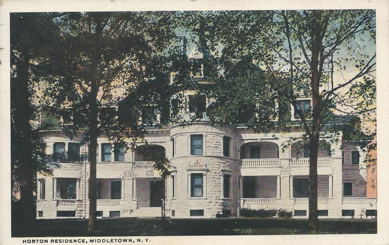 Horton Residence, Middletown, New York, Early Postcard, used in 1921