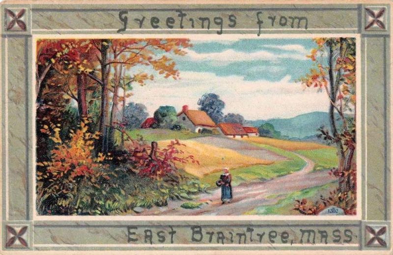 East Braintree Massachusetts Greetings Scenic View Vintage Postcard JD933439