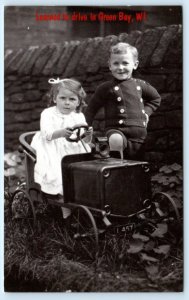 GREEN BAY, WI ~ Kids Learned to Drive ANTIQUE PEDAL CAR Repro 4x6 Postcard