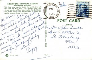 Birmingham Botanical Gardens Alabama AL May Pole Postcard PM Clean Cancel WOB 5c 